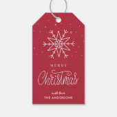 Eenvoudige minimale Snowflake Red Gift-Labels Cadeaulabel (Voorkant)