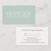 Eenvoudige minimale Soft Mint Green Logo afspraak Visitekaartje (Voorkant / Achterkant)