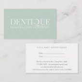 Eenvoudige minimale Soft Mint Green Logo afspraak Visitekaartje (Voorkant / Achterkant)