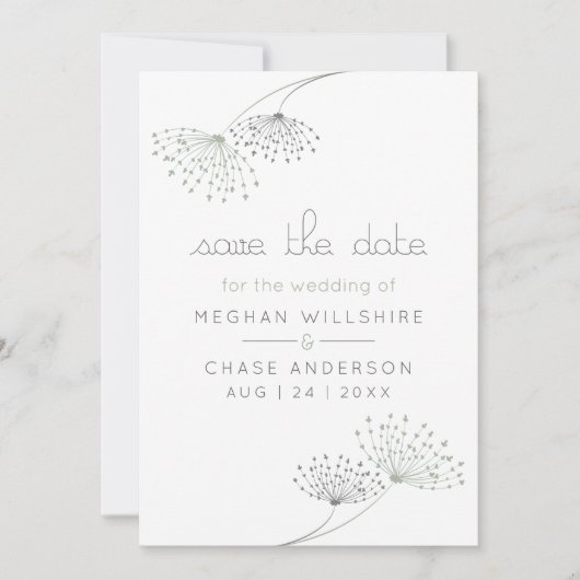 Eenvoudige minimale steenkoolbloemen en groene hou kaart (Voorkant)