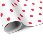Eenvoudige Minimale Stippen Wit en Rood Cadeaupapier (Rol Hoek)
