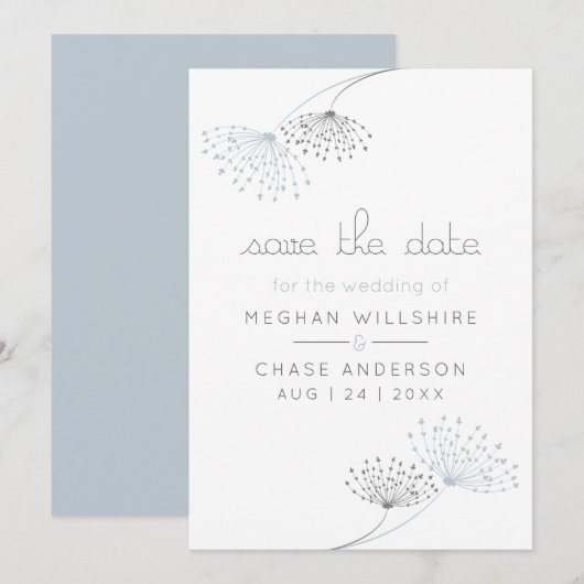 Eenvoudige minimale stoffige blauwe bloemen kaart (Voorkant / Achterkant)