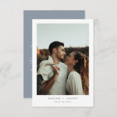 Eenvoudige minimale stoffige blauwe bruiloft bedankkaart (Voorkant / Achterkant)