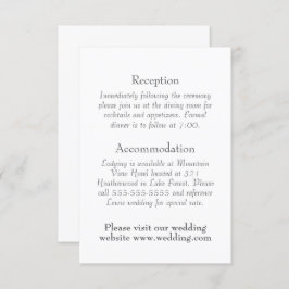 Eenvoudige, minimale, tekst-only bruiloft details informatiekaartje