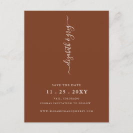 Eenvoudige minimale terracotta bespaart de datum aankondigingskaart