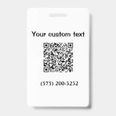Eenvoudige minimale toevoeging barcode telefoonnum badge (Achterkant)