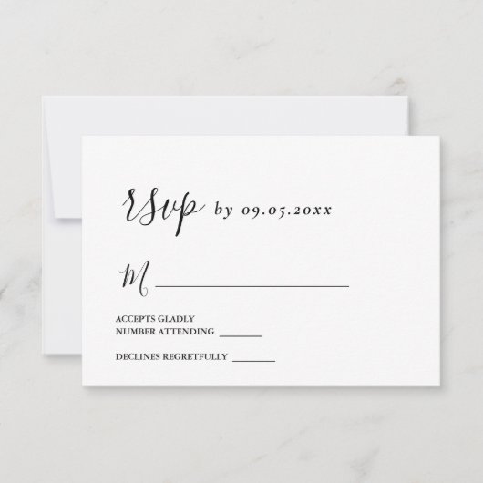 Eenvoudige Minimale Trouwdag Moderne RSVP Kaart (Voorkant)
