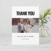 Eenvoudige minimale trouwfoto bedankkaart (Staand voorkant)