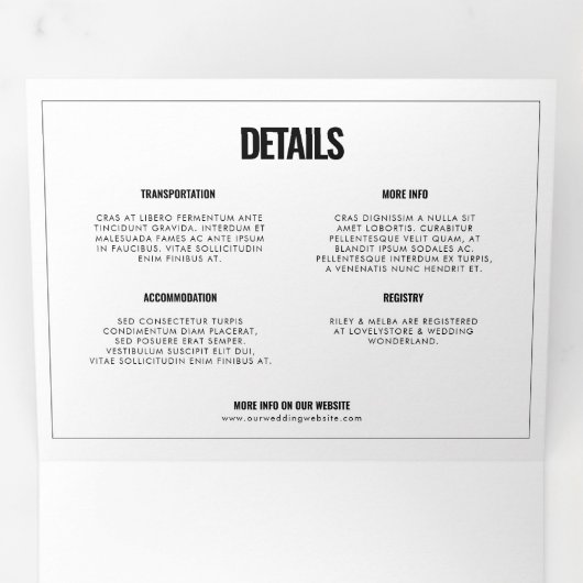 Eenvoudige minimale trouwfoto drieluik uitnodiging (Binnenzijde eerst)