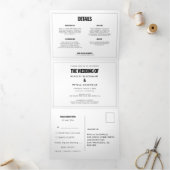 Eenvoudige minimale trouwfoto drieluik uitnodiging (Binnen)