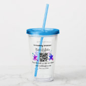 Eenvoudige minimale trouwwebsite Q R code voeg naa Acryl Drinkbeker (Achterkant)