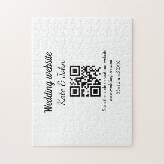 Eenvoudige minimale trouwwebsite Q R code voeg naa Legpuzzel (Verticaal)