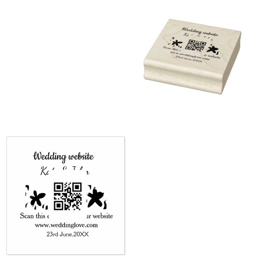 Eenvoudige minimale trouwwebsite Q R code voeg naa Rubberstempel (Gestempeld)