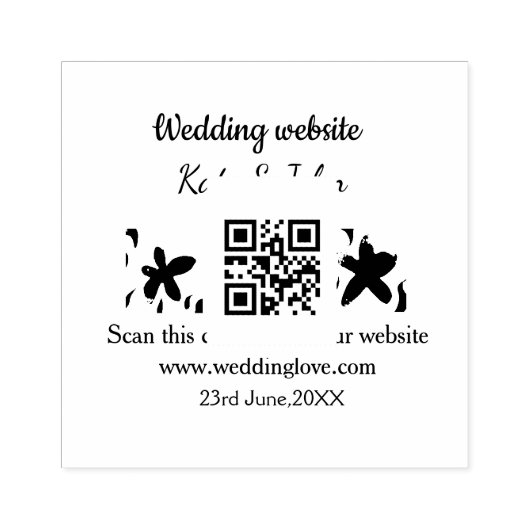 Eenvoudige minimale trouwwebsite Q R code voeg naa Rubberstempel (Afrduk)