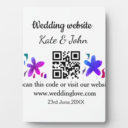Eenvoudige minimale trouwwebsite QR-code voeg naam Fotoplaat (voorkant)