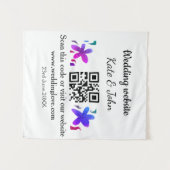 Eenvoudige minimale trouwwebsite QR-code voeg naam Wandkleed (Voorkant (horizontaal))