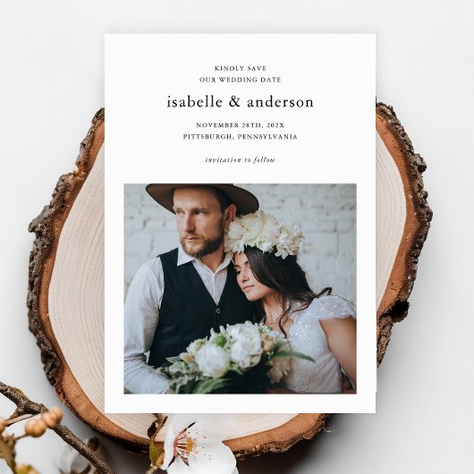 Eenvoudige Minimale Twee Foto Trouwfoto Save The Date