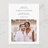 Eenvoudige minimale twee foto's bruiloft Save the  Briefkaart (Voorkant)