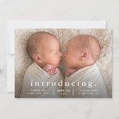 Eenvoudige Minimale Tweeling Foto Geboorte Aankondiging (Voorkant)