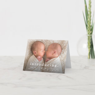 Eenvoudige Minimale Tweeling Foto Geboorteaankondi Aankondiging