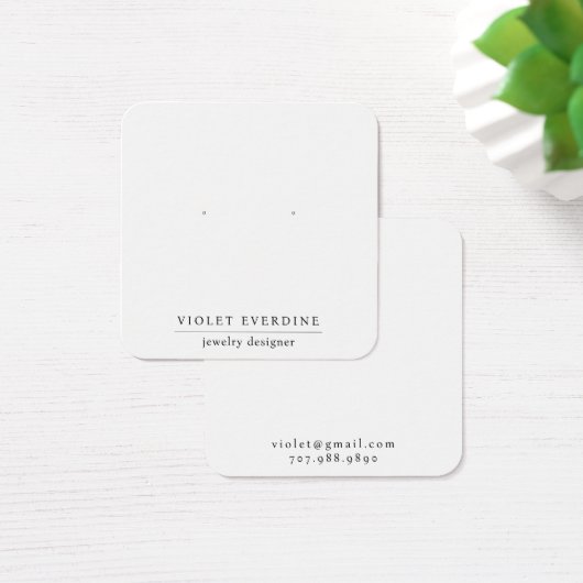 Eenvoudige minimale typografie Oorbel Display Kaar Vierkante Visitekaartjes (Bureau)