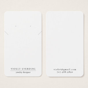 Eenvoudige minimale typografie Oorbel Ketting Sier Visitekaartje