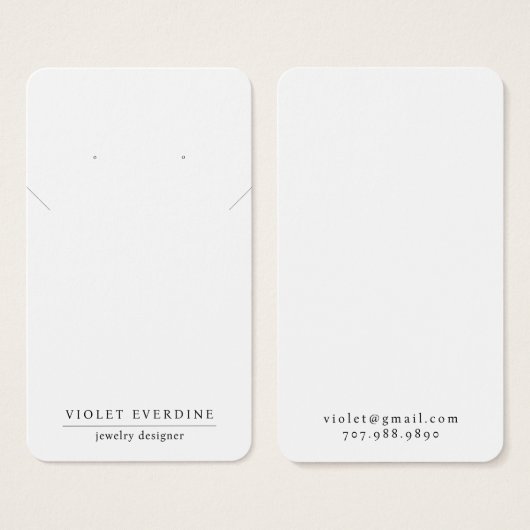 Eenvoudige minimale typografie Oorbel Ketting Sier Visitekaartje (Voorkant /achterkant)