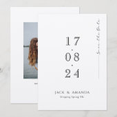 Eenvoudige minimale typografie Trouwen opslaan van Save The Date (Voorkant / Achterkant)