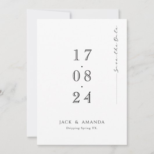 Eenvoudige minimale typografie Trouwen opslaan van Save The Date (Voorkant)