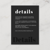Eenvoudige minimale typografie zwarte bruiloft informatiekaartje (Voorkant)