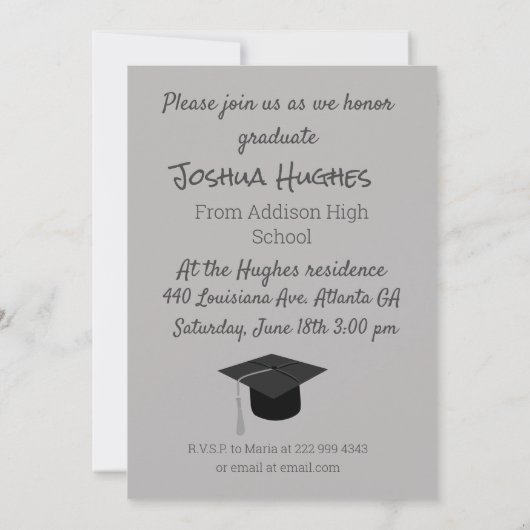 Eenvoudige minimale uitnodiging tot Afstuderen (Achterkant)