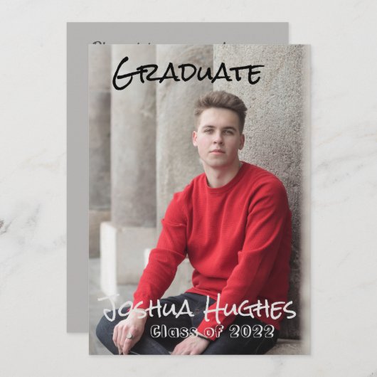 Eenvoudige minimale uitnodiging tot Afstuderen (Voorkant / Achterkant)