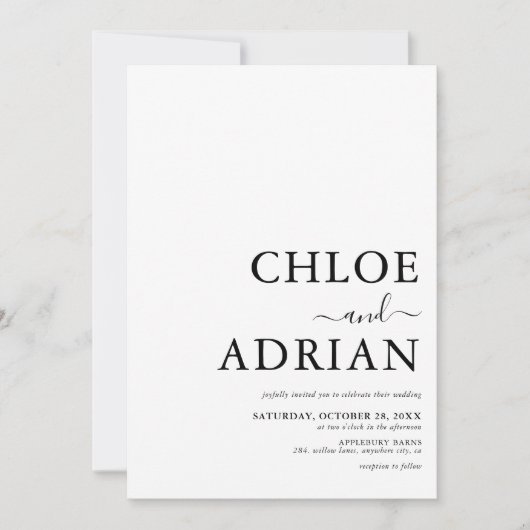 Eenvoudige minimale uitnodiging tot huwelijk (Voorkant)