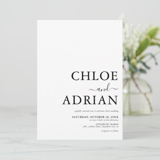 Eenvoudige minimale uitnodiging tot huwelijk (Staand voorkant)