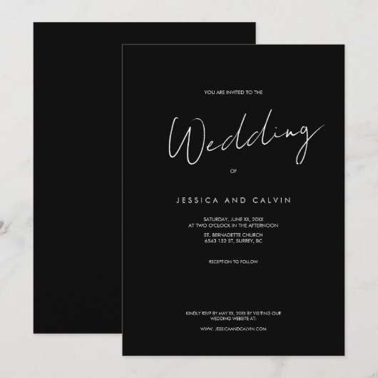 Eenvoudige, minimale uitnodiging tot huwelijk (Voorkant / Achterkant)