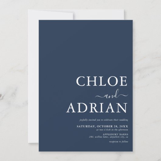 Eenvoudige minimale uitnodiging voor een blauwe br (Voorkant)