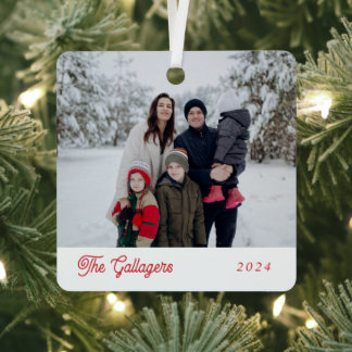 Eenvoudige minimale vakantie familie kerst ornamen metalen ornament