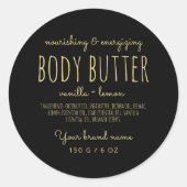 Eenvoudige, minimale verpakking zwarte rommelboter ronde sticker (Voorkant)