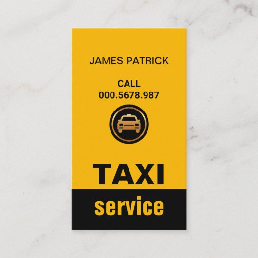 Eenvoudige minimale verticale gele taxidienst visitekaartje (Voorkant)
