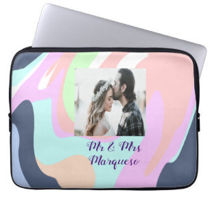 eenvoudige minimale voeg je naam foto pastel verf laptop sleeve