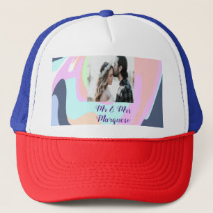 eenvoudige minimale voeg je naam foto pastel verf trucker pet
