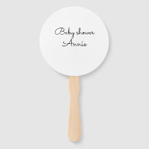 eenvoudige minimale voeg je naam tekst baby shower handwaaier
