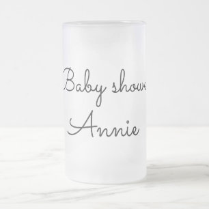 eenvoudige minimale voeg je naam tekst baby shower matglas bierpul