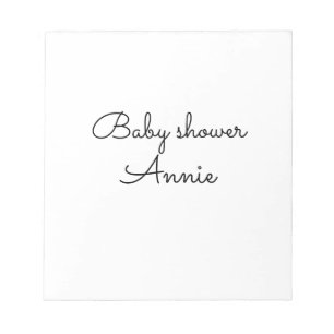 eenvoudige minimale voeg je naam tekst baby shower notitieblok