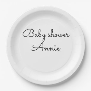 eenvoudige minimale voeg je naam tekst baby shower papieren bordje