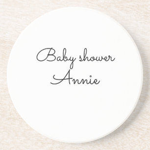 eenvoudige minimale voeg je naam tekst baby shower zandsteen onderzetter