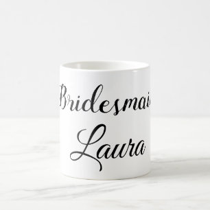 Eenvoudige minimale voeg naam bruidsmeisje cadeau koffiemok