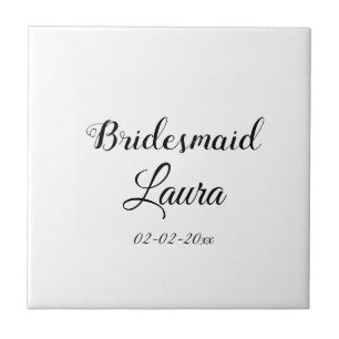 Eenvoudige minimale voeg naam bruidsmeisje cadeau tegeltje