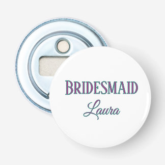 Eenvoudige minimale voeg naam bruidsmeisje geschen button flesopener