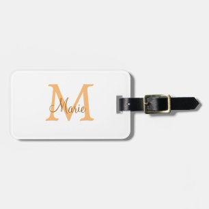 eenvoudige minimale voeg naam monogram oranje brui bagagelabel